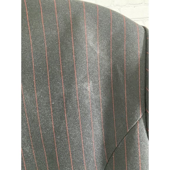 VTG Fashion Bug Black Red Striped Blazer Jacket With Red Dickie Collar 16W - Picture 11 of 12